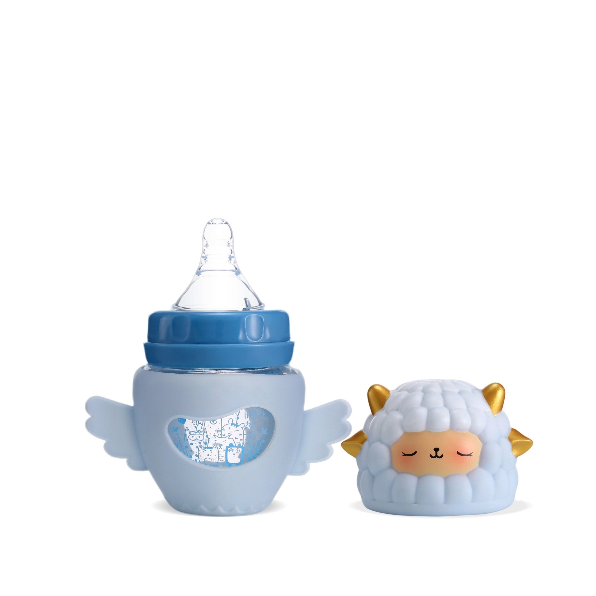 FISH Cartoon Sheep Glass Bottle - littlefishbaby