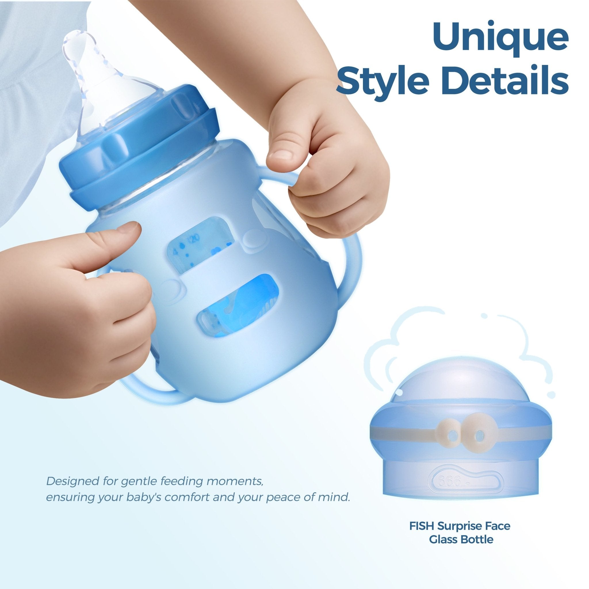 FISH Surprise Face Glass Bottle - littlefishbaby